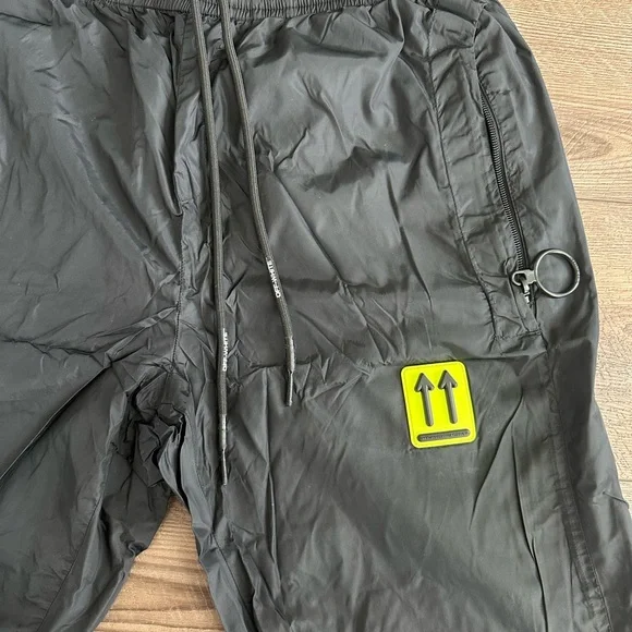 Off-White Black Joggers with Yellow Logo